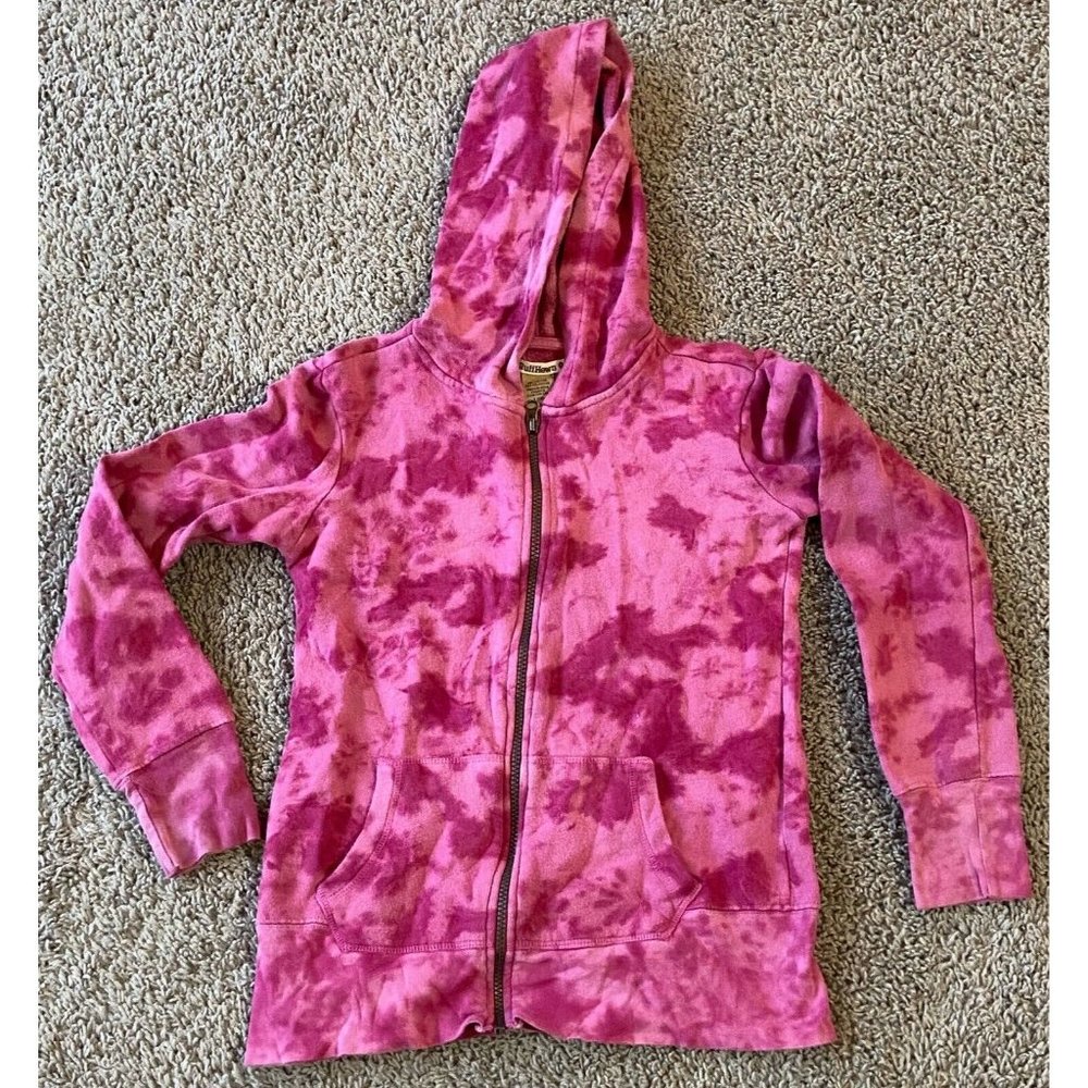 RuffHewn Women Size Large Pink Tie Dye Full Zip Hood Sweatshirt Jacket Outdoors